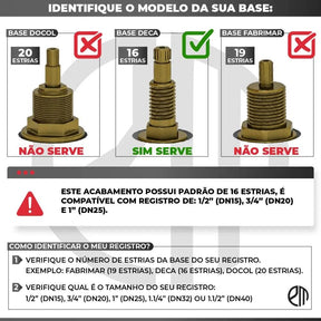 Acabamento De Banheiro Registro Dourado Fosco Metal Padrão Deca - Minha loja