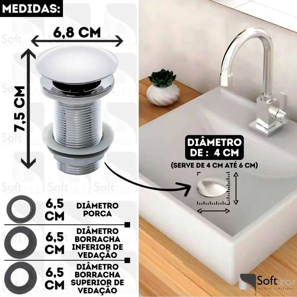Válvula Click De Inox Pia de Banheiro Lavatório – Qualidade e Praticidade - Minha loja