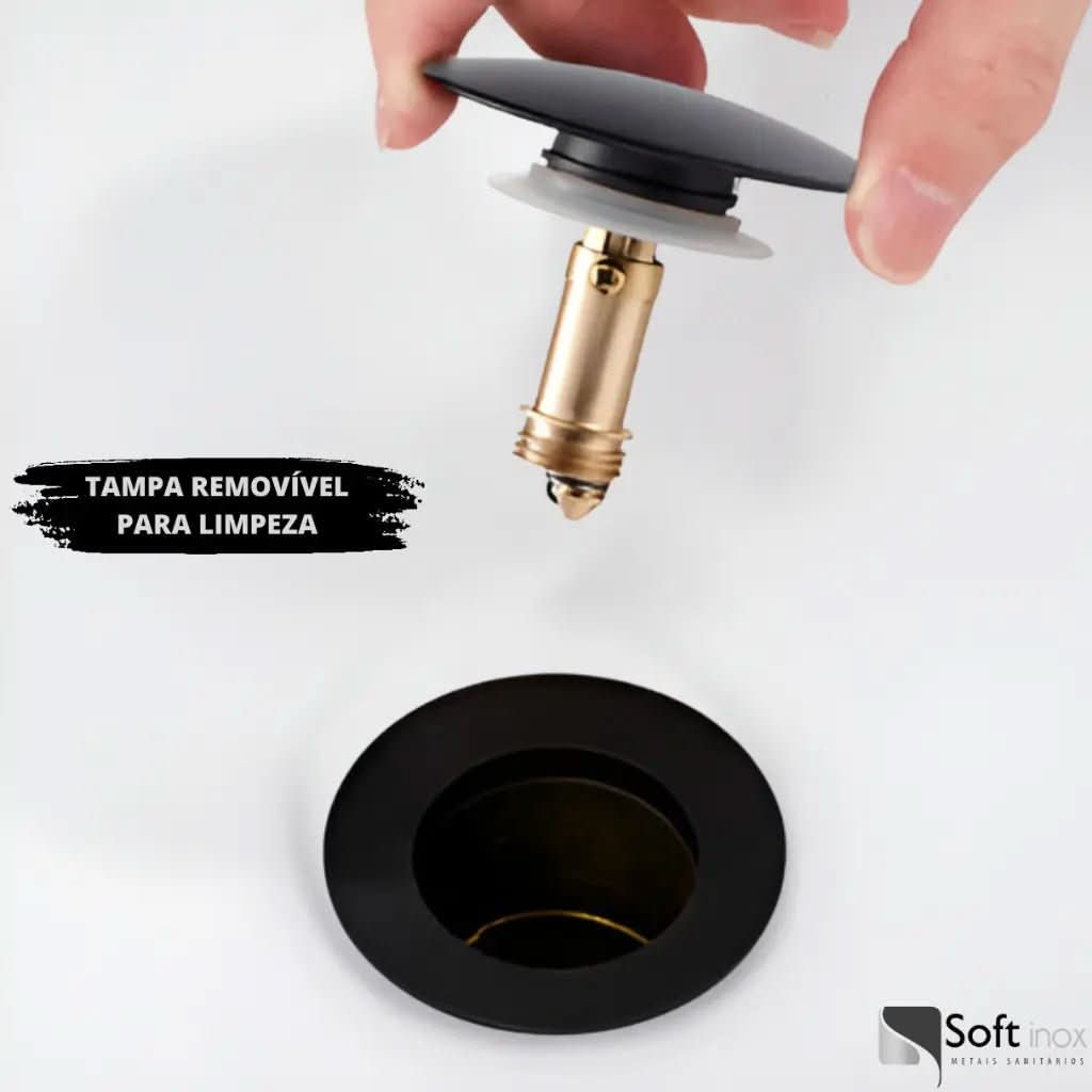 Válvula Click Inox Preto Black – Sofisticação para Cuba de Banheiro - Minha loja