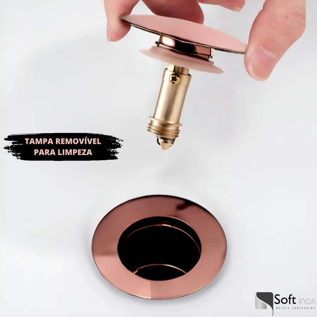 Válvula Click Inox Rose Gold Para Cuba de Banheiro 4cm - Minha loja