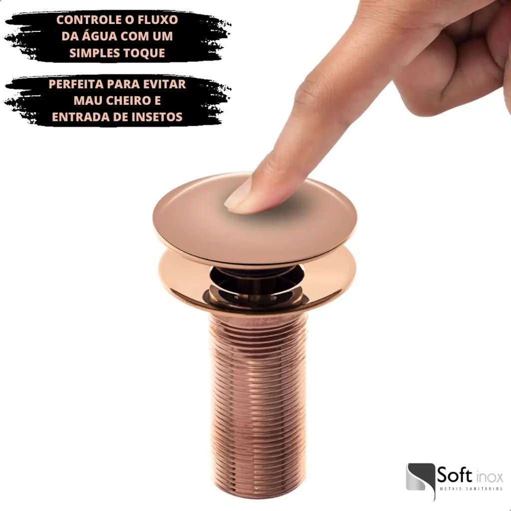 Válvula Click Inox Rose Gold Para Cuba de Banheiro 4cm - Minha loja