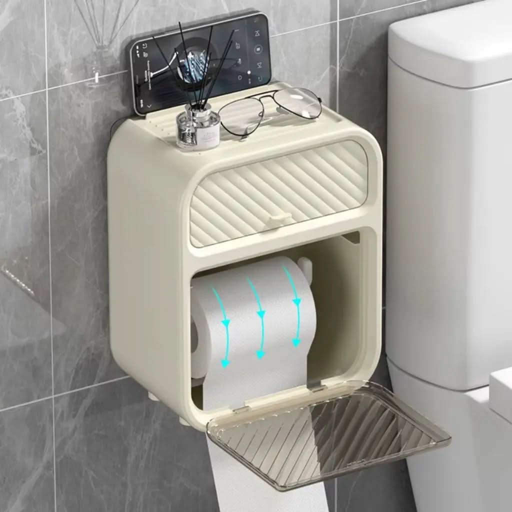 Porta Papel Higiênico de Parede Moderno com Suporte Celular e Detergente - Minha loja