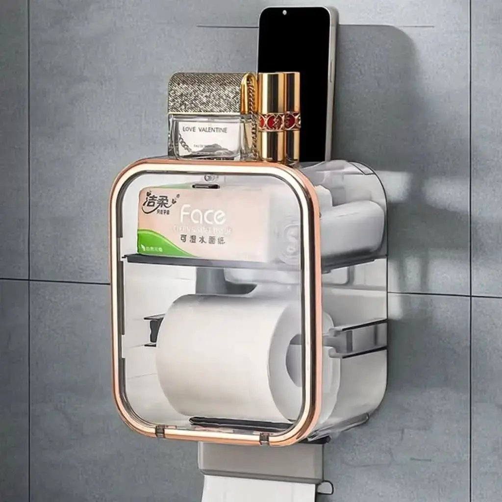 Badezimmer-Toilettenpapierhalter mit Spender und integriertem Organizer – Mein Shop