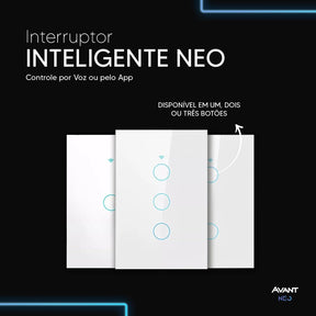 Interruptor Inteligente Touch Smart WiFi com 1, 2 ou 3 botões Branco Avant Neo - Minha loja